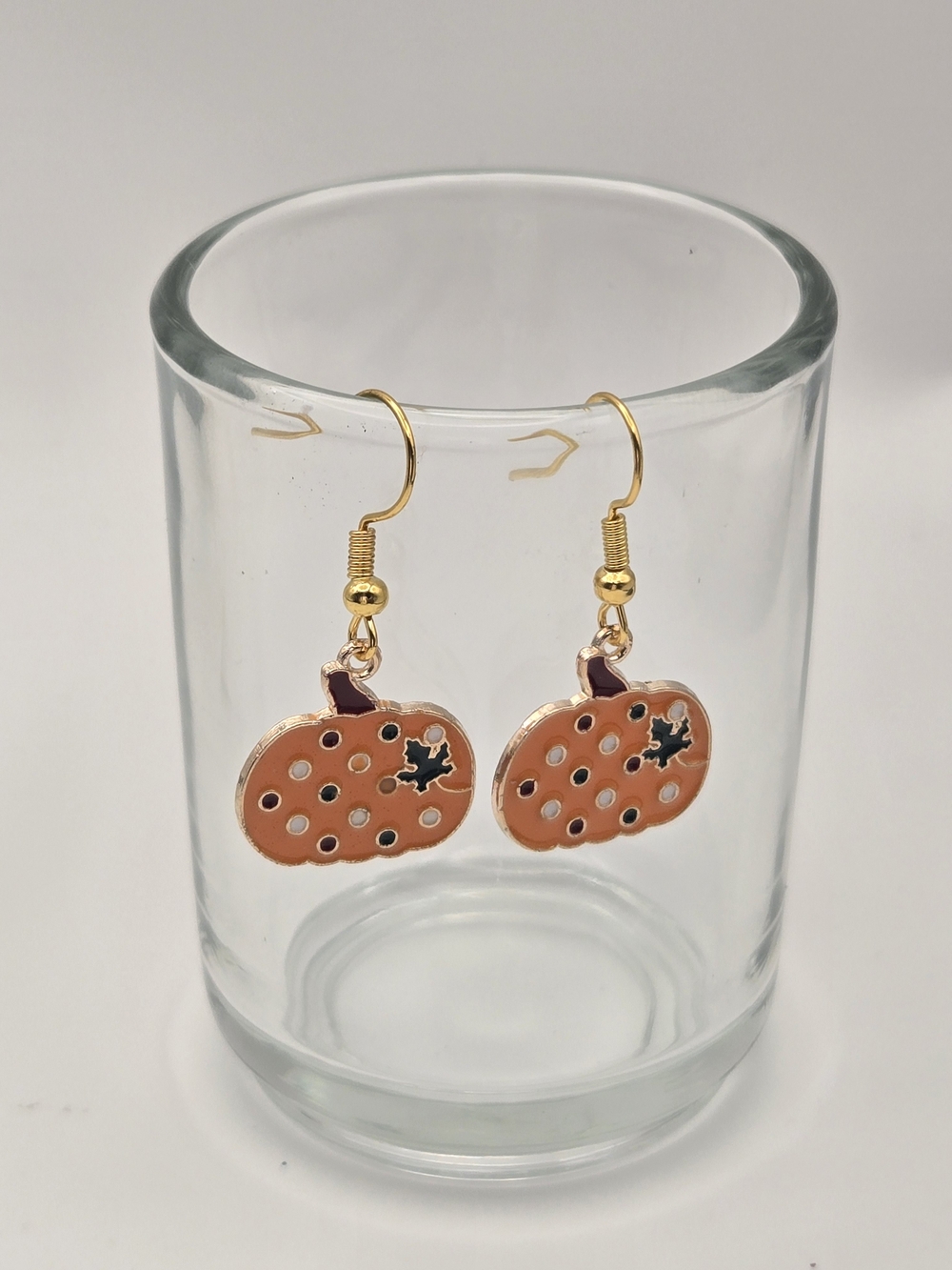 Gold-Tone Orange Pumpkin Drop Earrings